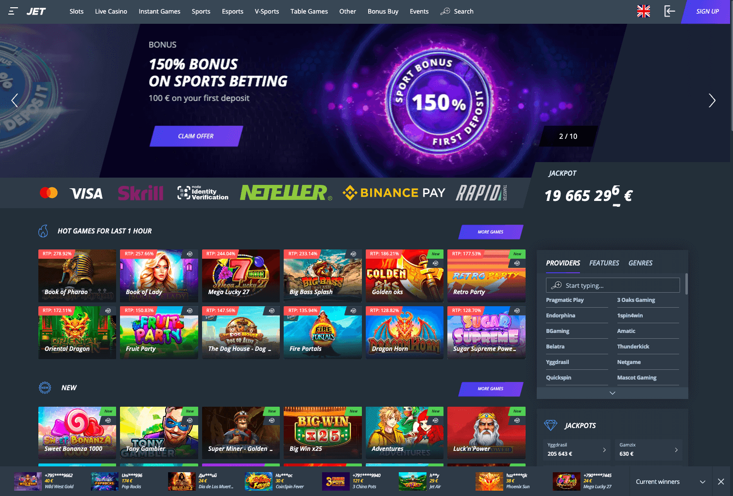 Jet Casino izskats 1